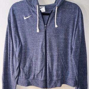 Nike Blue Heather Full-Zip Hoodie with White Swoosh